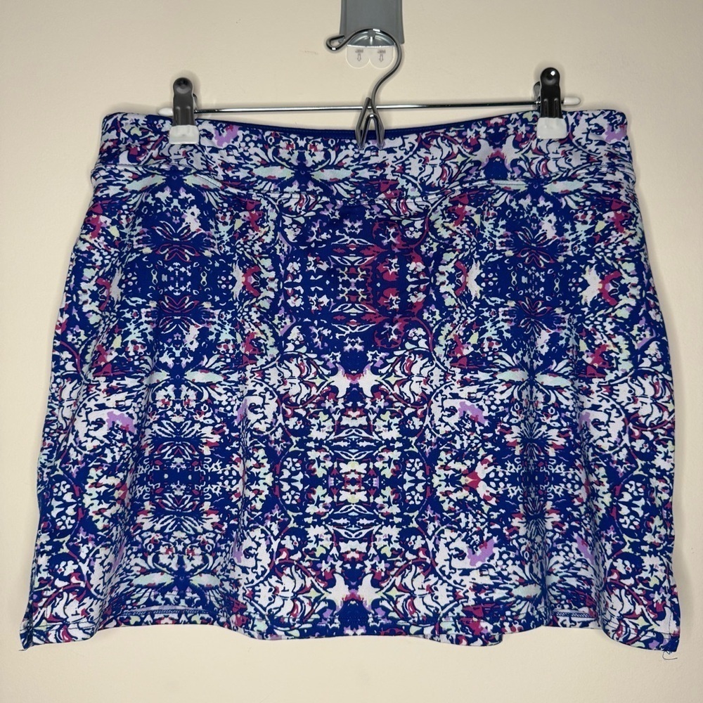 TRANQUILITY by Colorado Clothing Boho Floral Printed Blue Atheleisure Golf Skort
